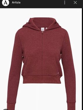 Aritzia Tna Small Womens Ribbed Zip Hoodie in Maroon